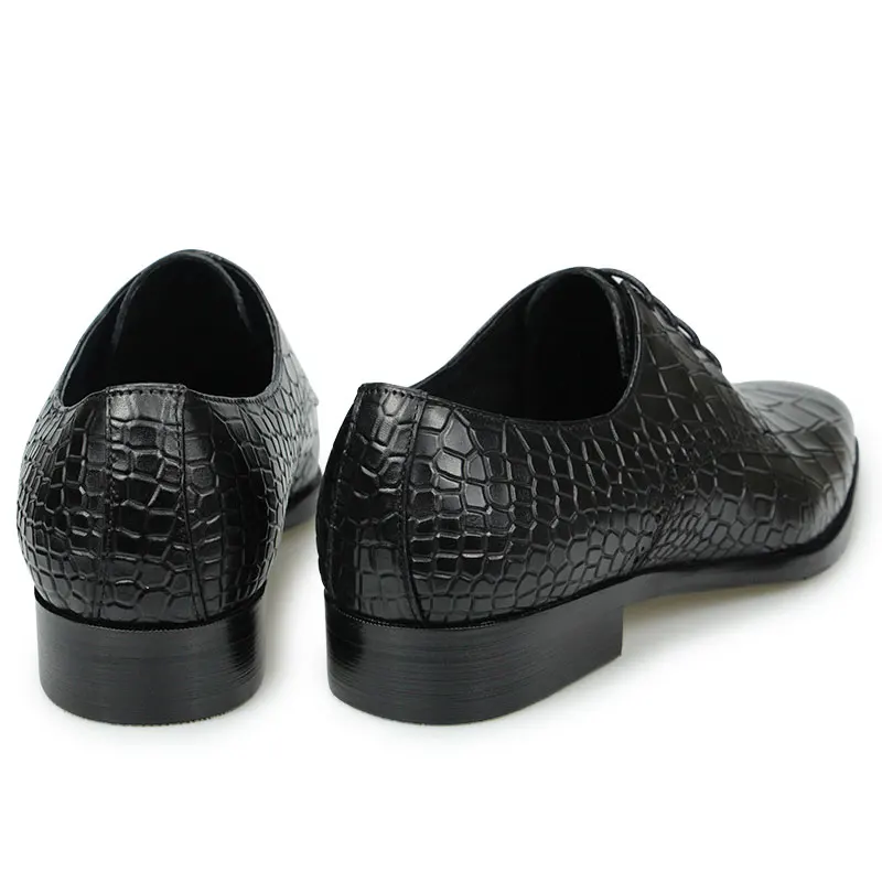 Top Grade Mens Genuine Leather Shoes Dress Party Shoes Men's Fashion Alligator Printing Luxury Zapatos De Hombre Genuine Leather - 6