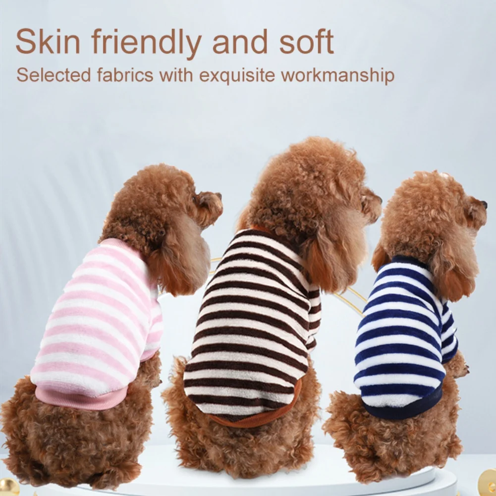 Warm Fleece Pet Dog Clothes Dog Striped Coral Velvet Hoodie Puppy Sweater Dogs Coat Hoodie Pets Clothing Chihuahua P