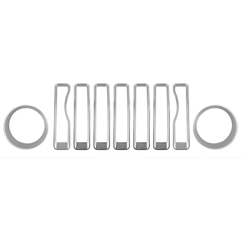 

9Pcs Front Grille Trim Inserts Grill Cover for Jeep Wrangler JL JLU Sports 2018-2023 Chrome Hea