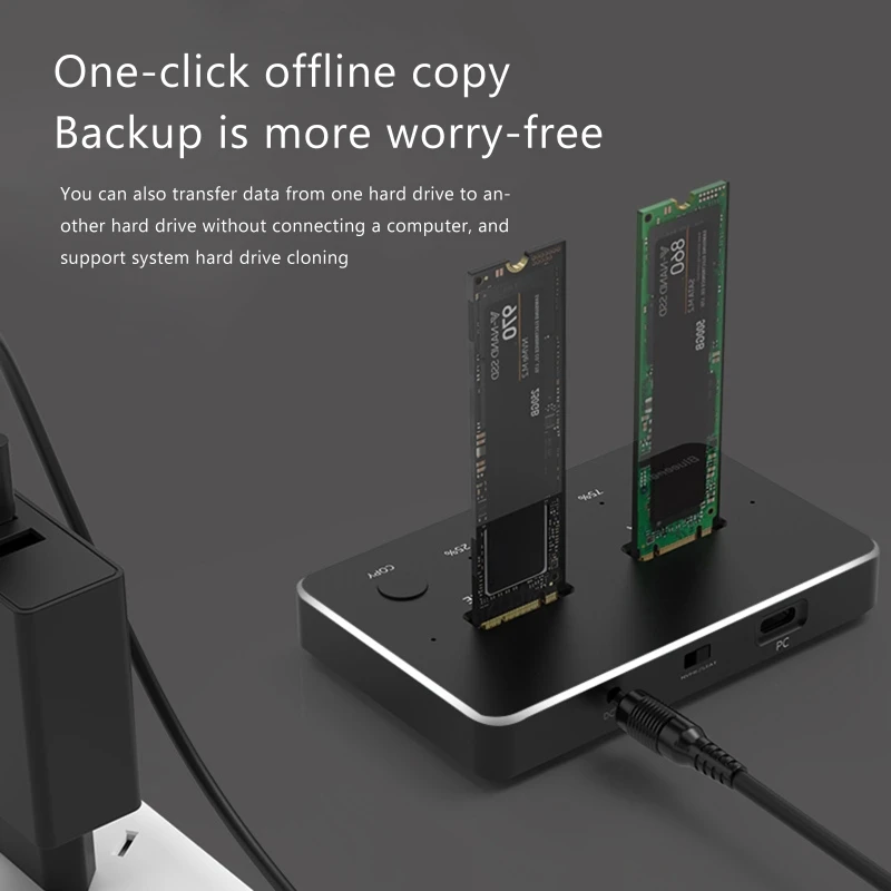 M.2 NVMe 듀얼 베이 내부 하드 드라이브 도킹 스테이션용 알루미늄 USB 3.1 S 드롭 배송용 HDD SSD 인클로저