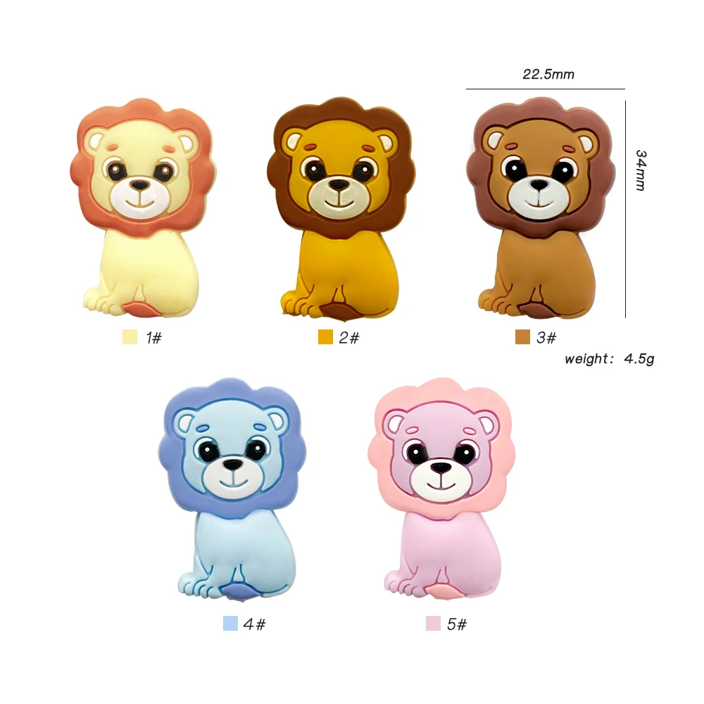 10pc Silicone Teether Beads Lion Baby Toy DIY Pacifier Chain Necklaces Pendant Bite Chew Bite Chew Rodent For Teething Kids Toys best Baby Teething Items Baby Teething Items