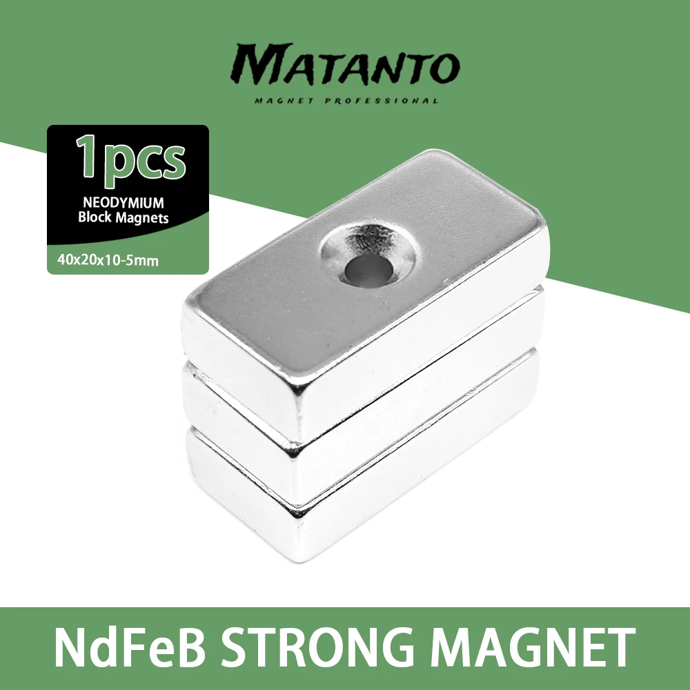 

1/2/3PCS 40x20x10-5mm Powerful Block Magnets Strip Double Holes 5mm Permanent Magnet N35 NdFeB Neodymium Magnet 40*20*10-5mm