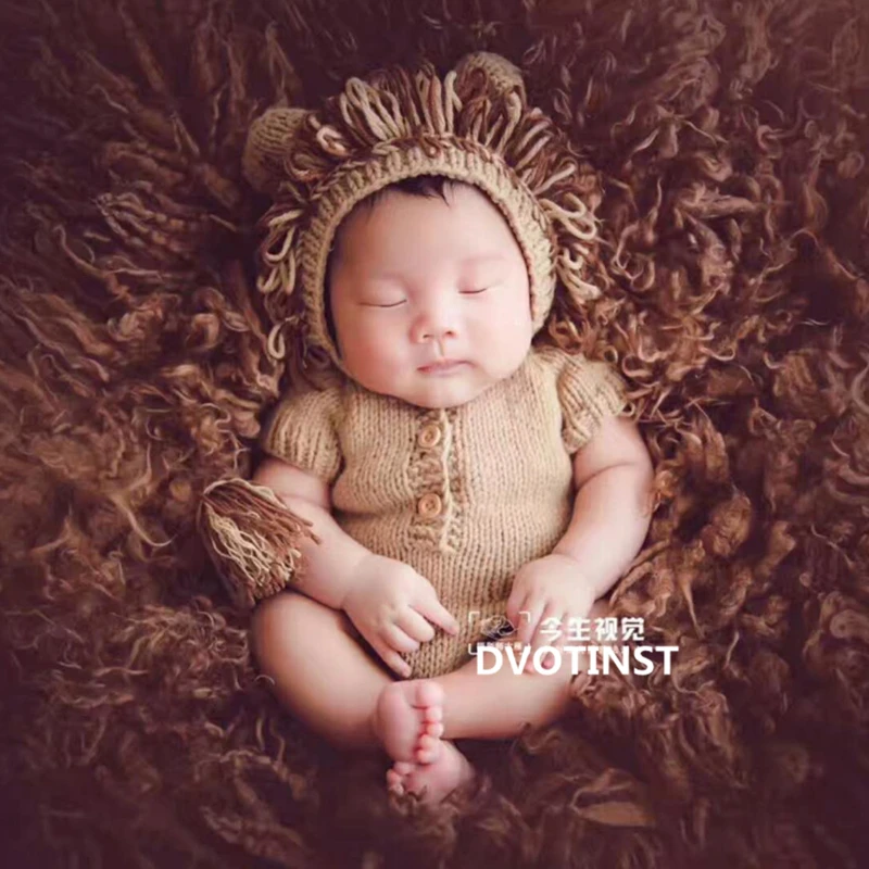 

Dvotinst Newborn Baby Photography Props Crochet Knit Lion Bonnet Hat + Outfit Fotografia Accessories Studio Shoots Photo Prop