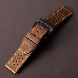 Timeless Cowhide Leather Watch Strap - Quick Release, Breathable Design - 22mm (Light Brown)