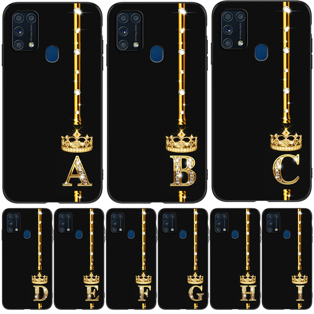 Per Samsung Galaxy M31 4G Cover Posteriore Custodia M 31 M315 Custodia In Silicone Nero Tpu Lettere Dorate