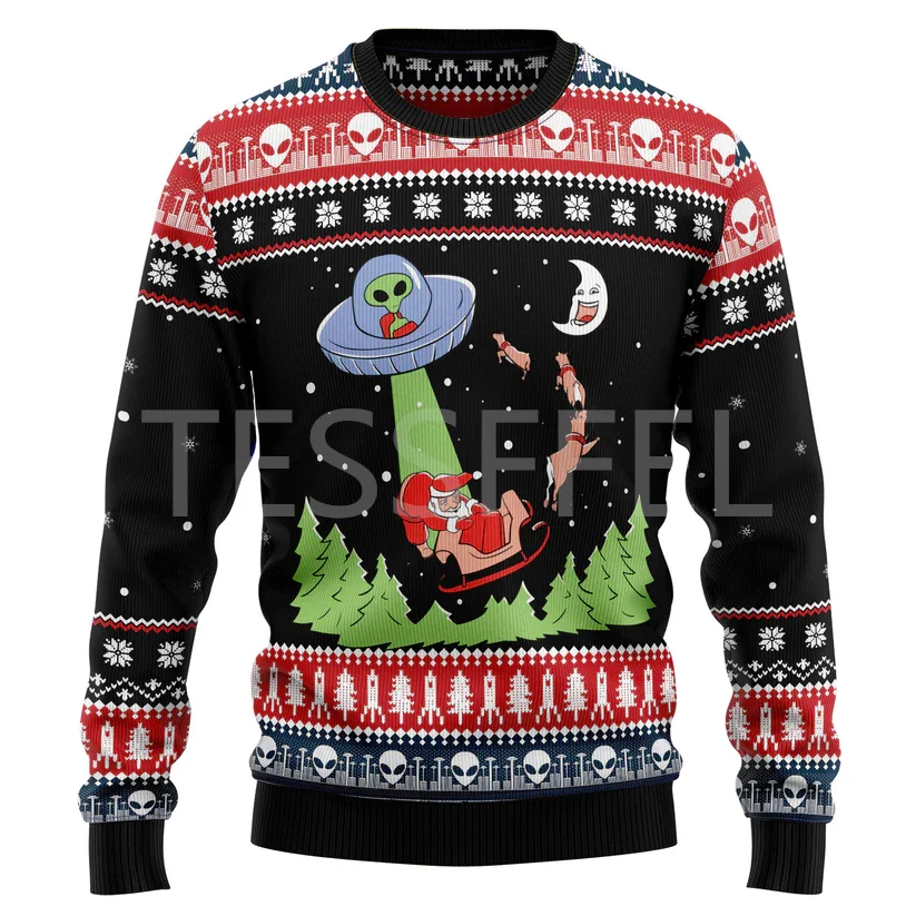 thumbnail image 1 of Suéter feo de Navidad para cosplay, dibujo de perro, gato, Papá Noel, tatuaje de manga larga, impresión 3D, otoño e invierno, jersey informal Harajuku 14, 1 of 5