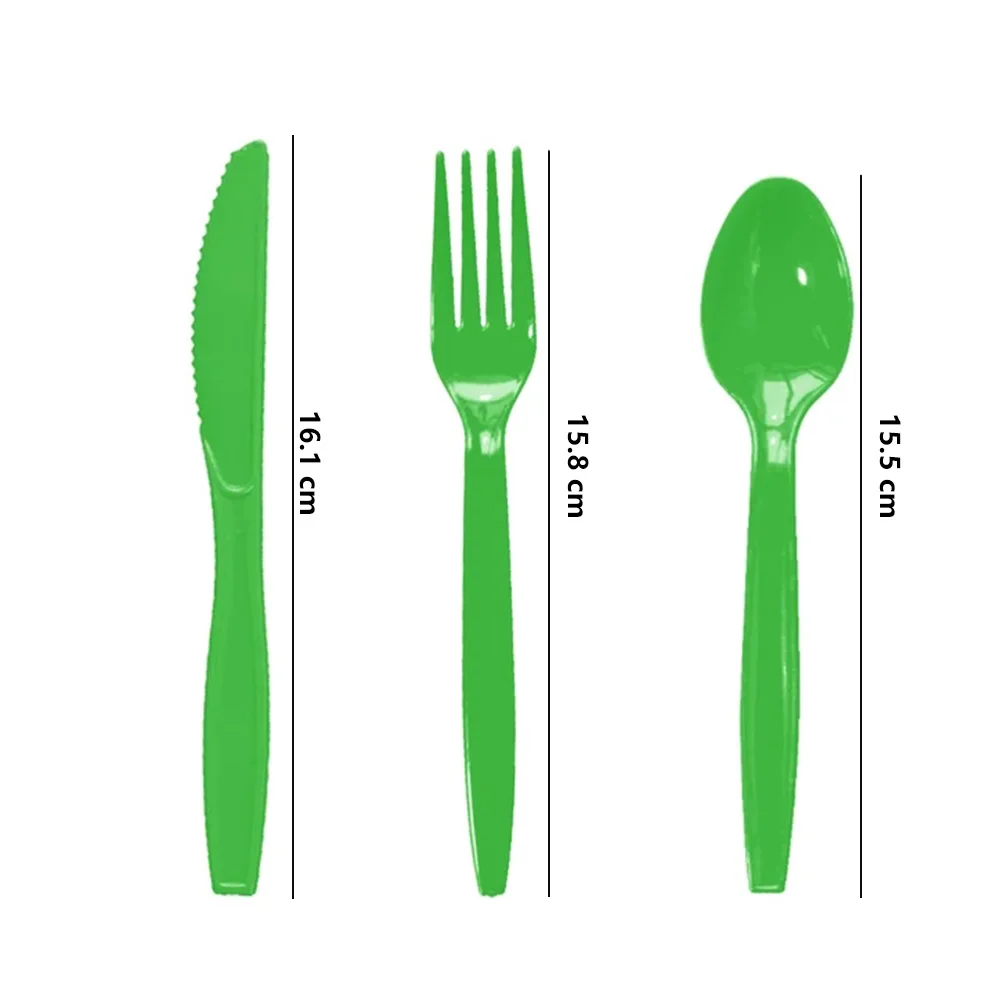 Description Picture 5 of itemSolid Color High Quality Knife Fork Spoon Set Red Pink Wedding Disposable Tableware Birthday Party Supplie Baby Shower Decoratio