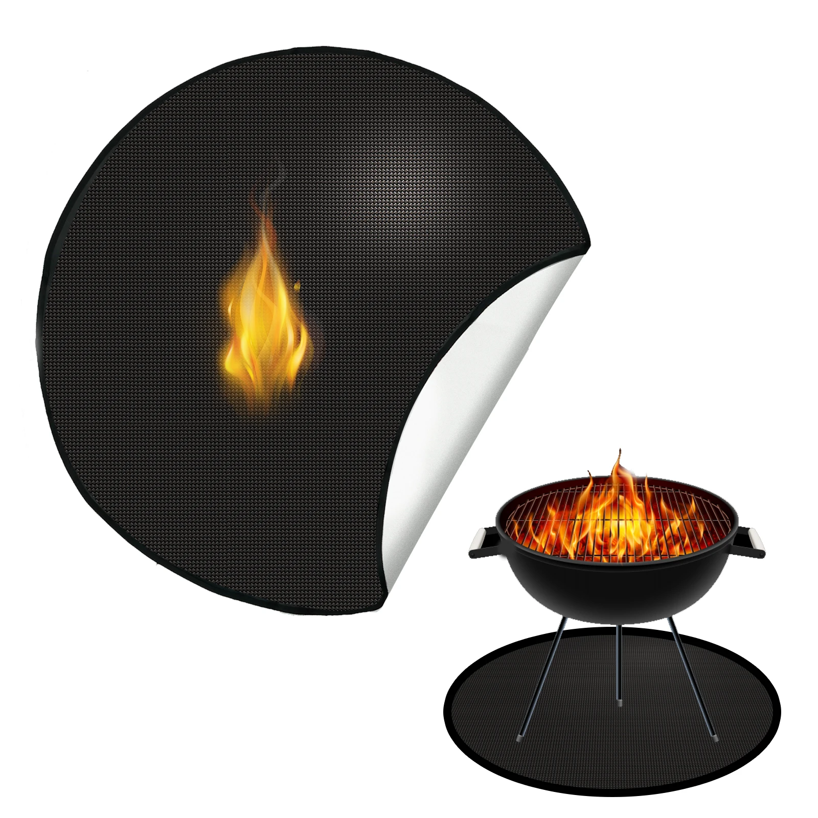 36 inch Fire Pit Mat Round 3 Layer Under Grill Mat Heat Resistant Grill Pad for Outdoor BBQ Firepit Stove Lawns Deck