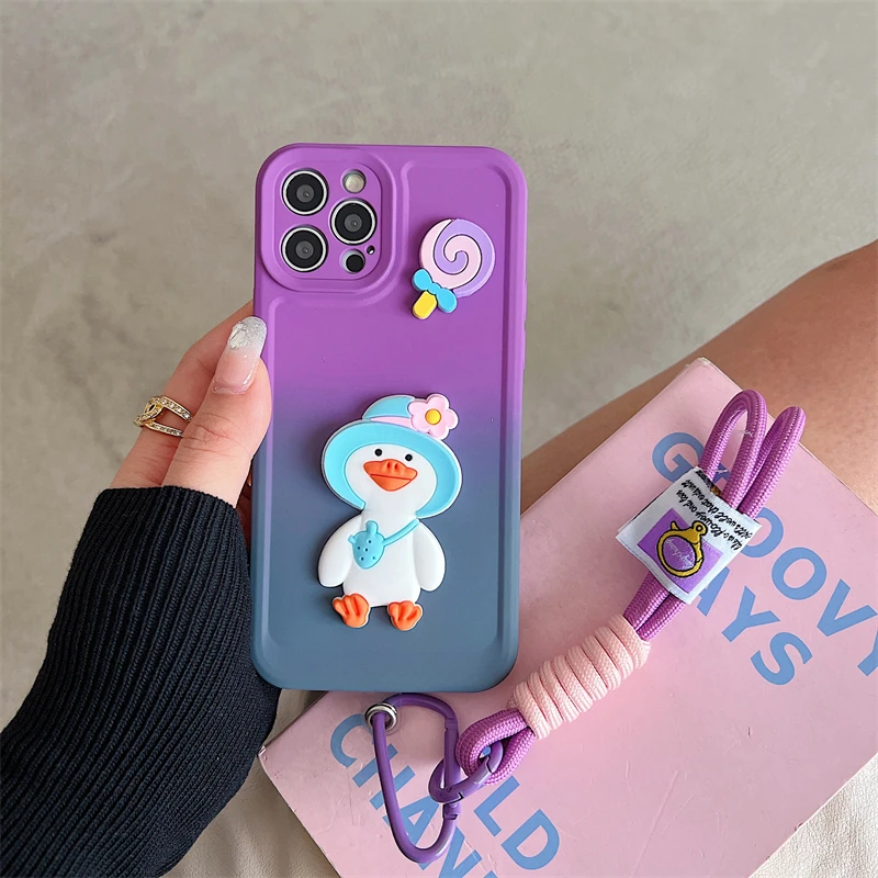 Cute Duck Wrist Strap Phone Case For Xiaomi Redmi Note Series_voghion.com