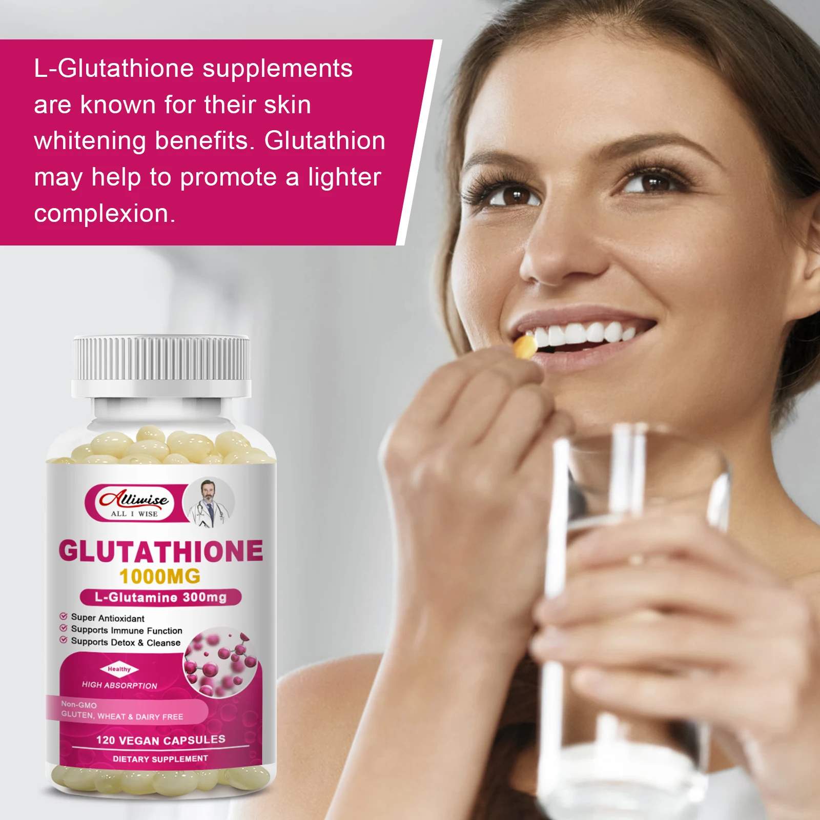 Alliwise Glutathione Supplement Liver Detox & Milk Thistle Lipoic Acid Liver Detox Cleanse Immune Glutathione Skin Care