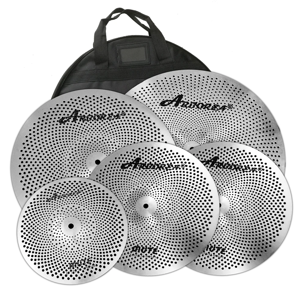 Sliver Low Volume Cymbal Set 10 inch Splash+14 inch Hi-Hat+16 Crash+20 Ride+Bag