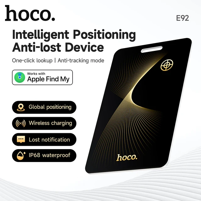E92 Anti-Loss Wallet Card with GPS Tracking Bluetooth Device Finder Ultra-Thin Wireless Charging Smart Tag for iPhone