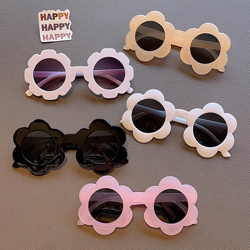 Children Fashion Sunglasses UV400 Girls Boys Round Square Sun Flowers Sunglasses Kids Sun Glasses