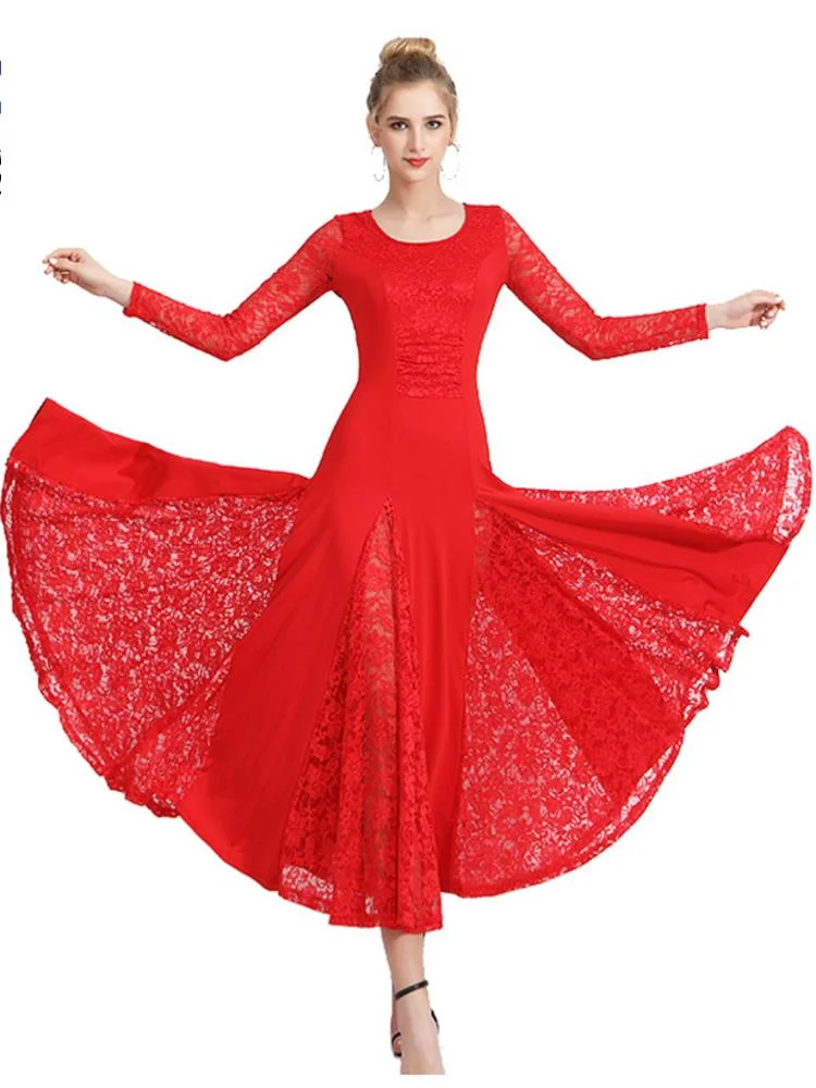 Ballroom Dance Dress Women Performance Wear Dresses Modern Standard Tango Waltz Dress Short Sleeves