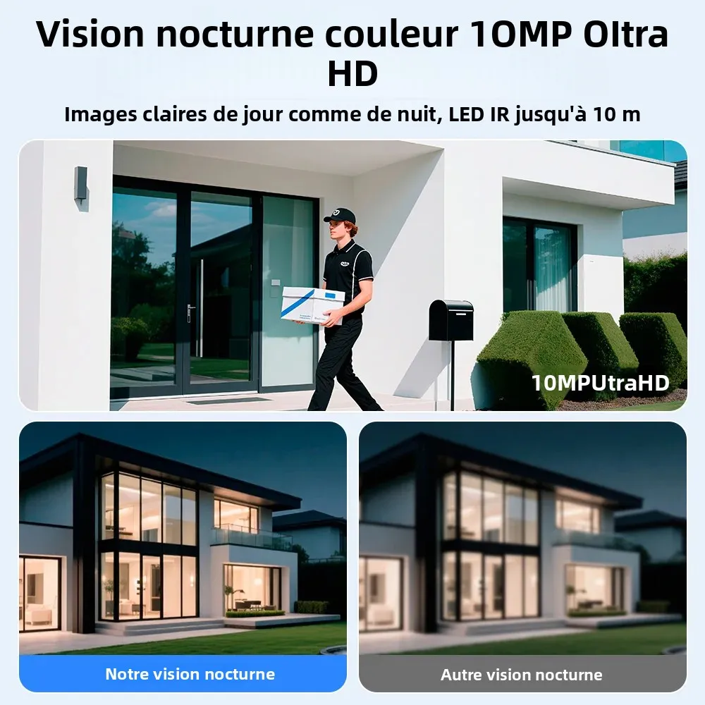 KERUI Caméra IP WiFi extérieure 10MP 5K HD à double objectif Tuya Smart PTZ Sécurité domestique sans fil CCTV Surveillance vidéo humaine_voghion.com