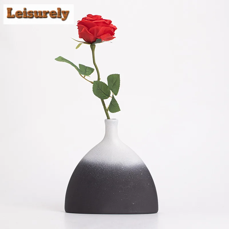 1pcs Black Cloud Nordic Ceramic Vase Circular Hollow Donuts Flower Pot Home Decoration Accessories Interior Office Desktop Decor