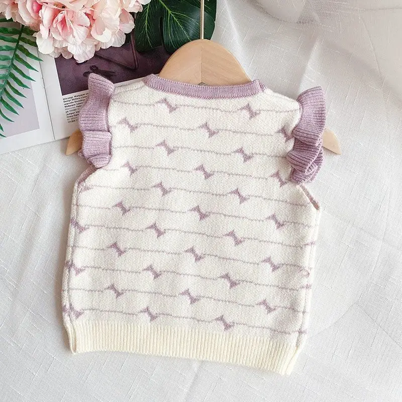 Toddler Baby Sweater Vest Spring and Autumn Rabbit Ears Sweater Girl Knitted Vest Knitted