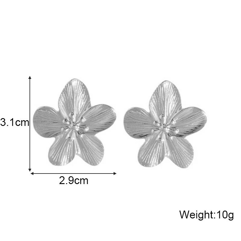 Exaggerated Flower Dangle Earrings for Women Gold Color Metal Punk Fashion Silver Color Petals Bohemian Ear Jewelry 2025