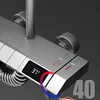 Square Grey Thermostatic Piano Shower System Hot Cold Bathroom Mixer Tap  Brass Bathtub Faucet Luxury Piano Digital Shower Set 2