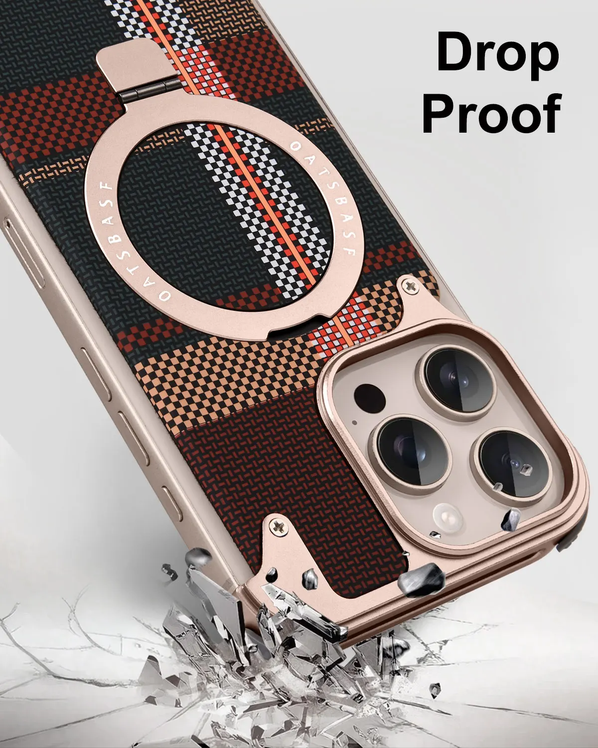 Eary for iPhone 17 16 Pro Max Phone Case With Magsafe Stand Magnetic Carbon Fiber Textured Cover Frameless Shockproof Bumper