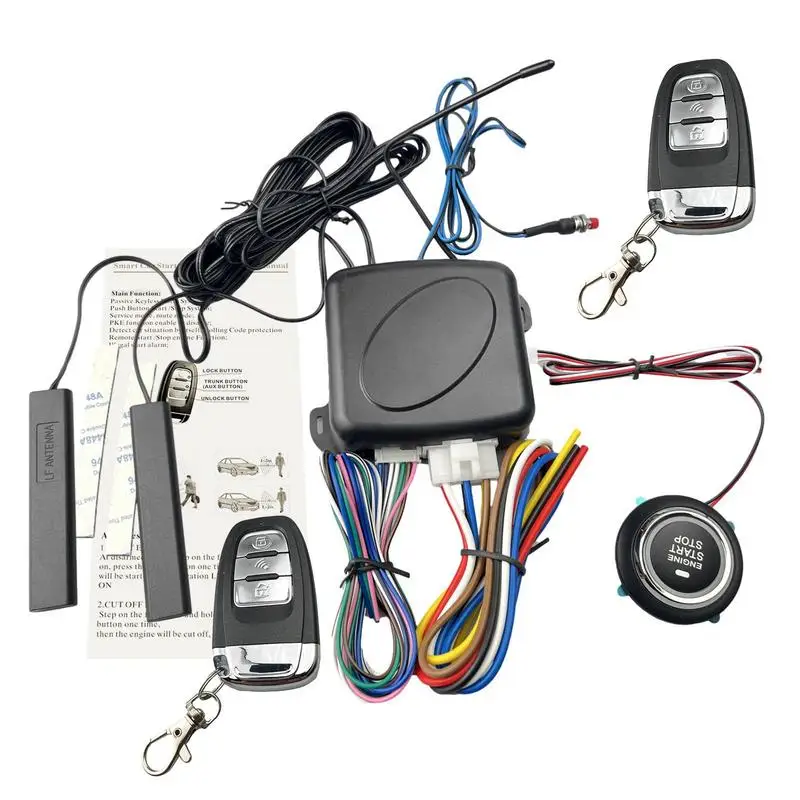 Car Remote Start Kit DC12V Car Keyless Entry Engine Start Alarm With 2 Smart Key Safety Lock For A Simple Convenient Easy Safe