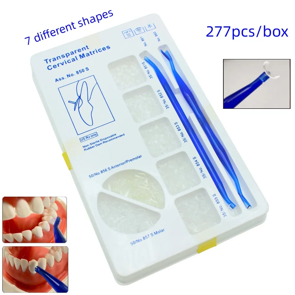 

277pcs/Set Dental Transparent Matrix Cervical Matrices Dentist Composite Filling Materials Gingival 850S Tooth Oral Tools