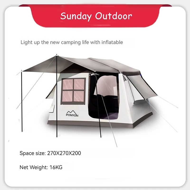 

Big Inflatable Outdoor Cabin Tent House for Adults air Stand up Large Waterproof Tents 4 People with Rooms