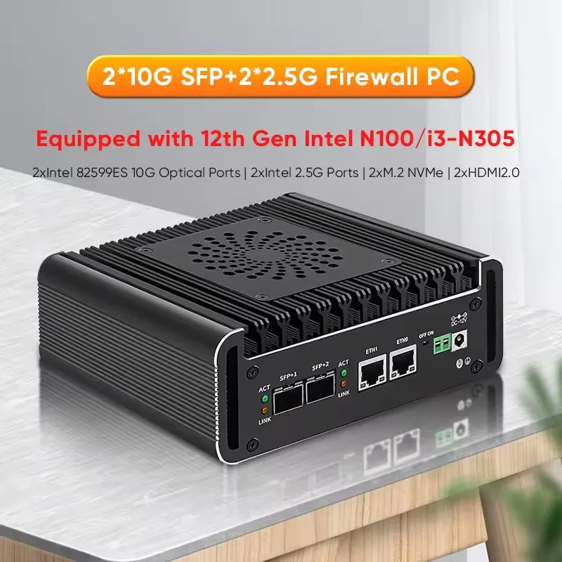 Topton Intel 3 N355 N305 N150 N100 Soft Router 12th Gen Firewall Mini PC 2x10G SFP+ 2xi226-V 2.5G 2xNVMe DDR5 NAS Server Proxmox 3