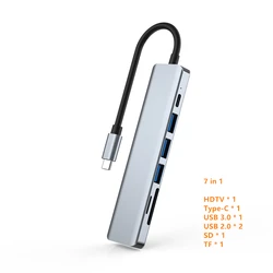 4-in-1 USB-C Hub with 4K HDMI, PD Charging, and USB 3.0/2.0 Ports (Grey 7 in 1)