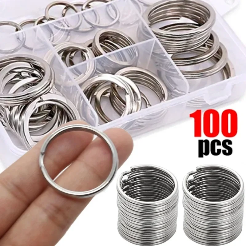 100/20Pcs Auto Metal Blank Keyring Stainless Steel Anti-rust Key Holder ...