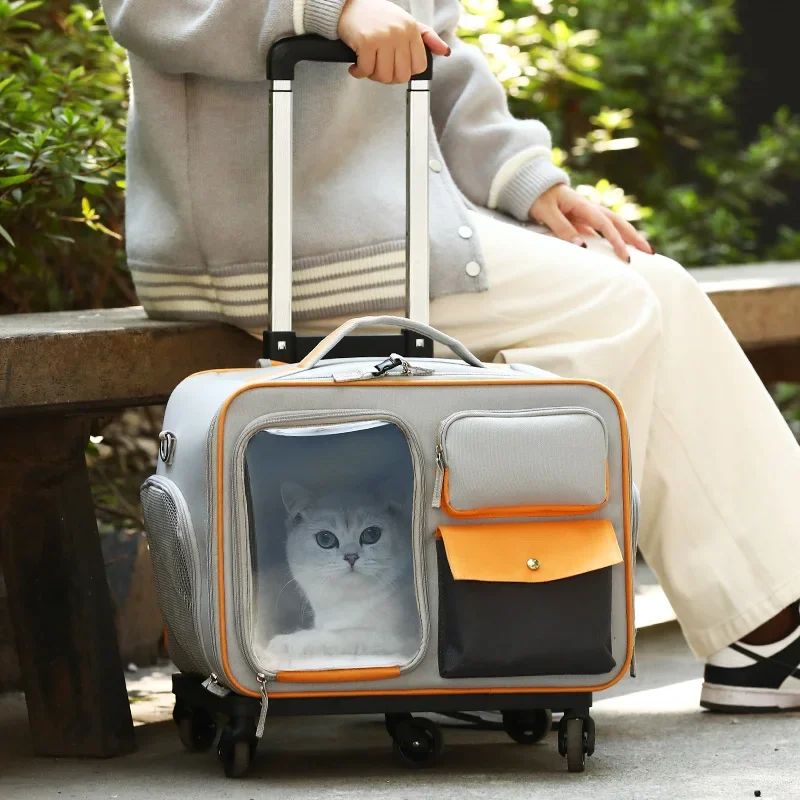 Pet Trolley Cat Bag Portable Suitcase Cat Suitcase Trolley Travel Backpack Carrier Pet Products