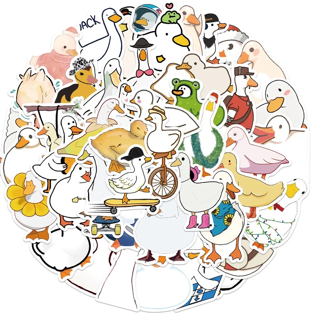10/30/50Pcs Cute Cartoon Animal Duck Stickers Waterproof DIY Phone Notebook Suitcase Laptop Fridge Wall Sticker Kids Toy Gift