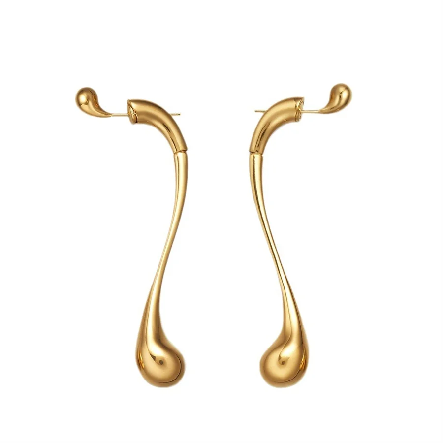 

French Minimalist Water Drop Note Earrings For Women's Light Luxury High-End Long Flowing Curves Party Fashion Charm Jewelry