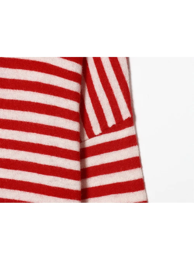 Casual Striped Pullover Top For Women O-neck Long Sleeve Loose Knit Sweater Spring New Fashion Ladies Vintage Streetwear