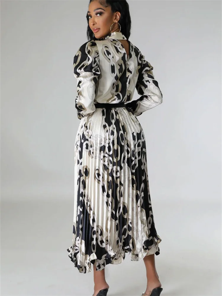 Wmstar Women Dress Fashionable New Autumn Set Skirt Women's Casual Long Sleeved Pleated Design Dresses Wholesale Dropshipping