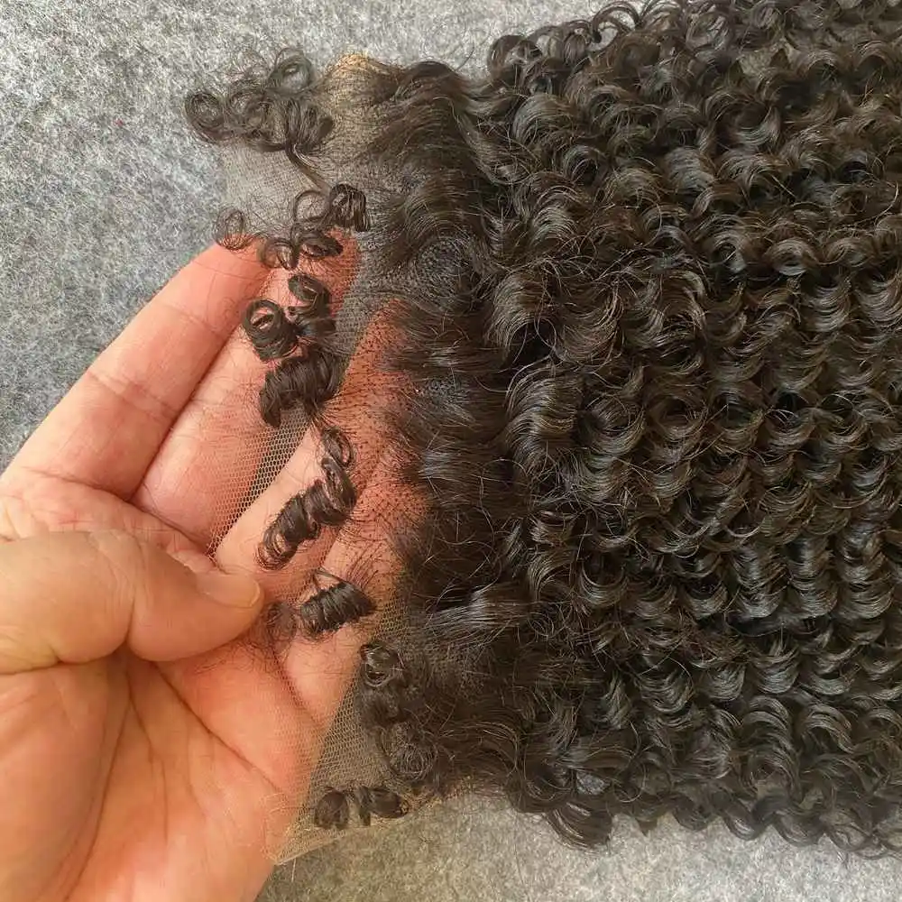 Frontale in pizzo HD invisibile riccio crespo 6x6 Chiusure per capelli umani grezzi pre pizzicati ultra aderenti 5x5 6x6 9X6 Chiusura in pizzo HD invisibile - immagine 5