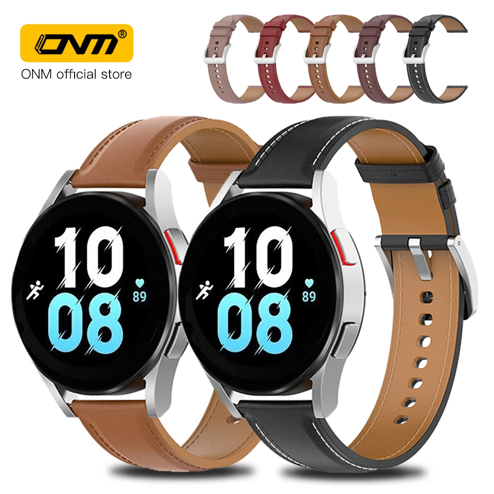 

20mm 22mm Genuine Leather Watch Strap for Samsung Galaxy Watch 4 40MM 44MM Bracelet Cowhide Band Straps Correa Replacement