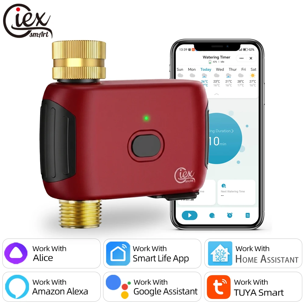 Smart WiFi Water Timer, Irrigation Controller, No Hub Required, Automatic Garden Drip Sprinkler Valve, Tuya App Control