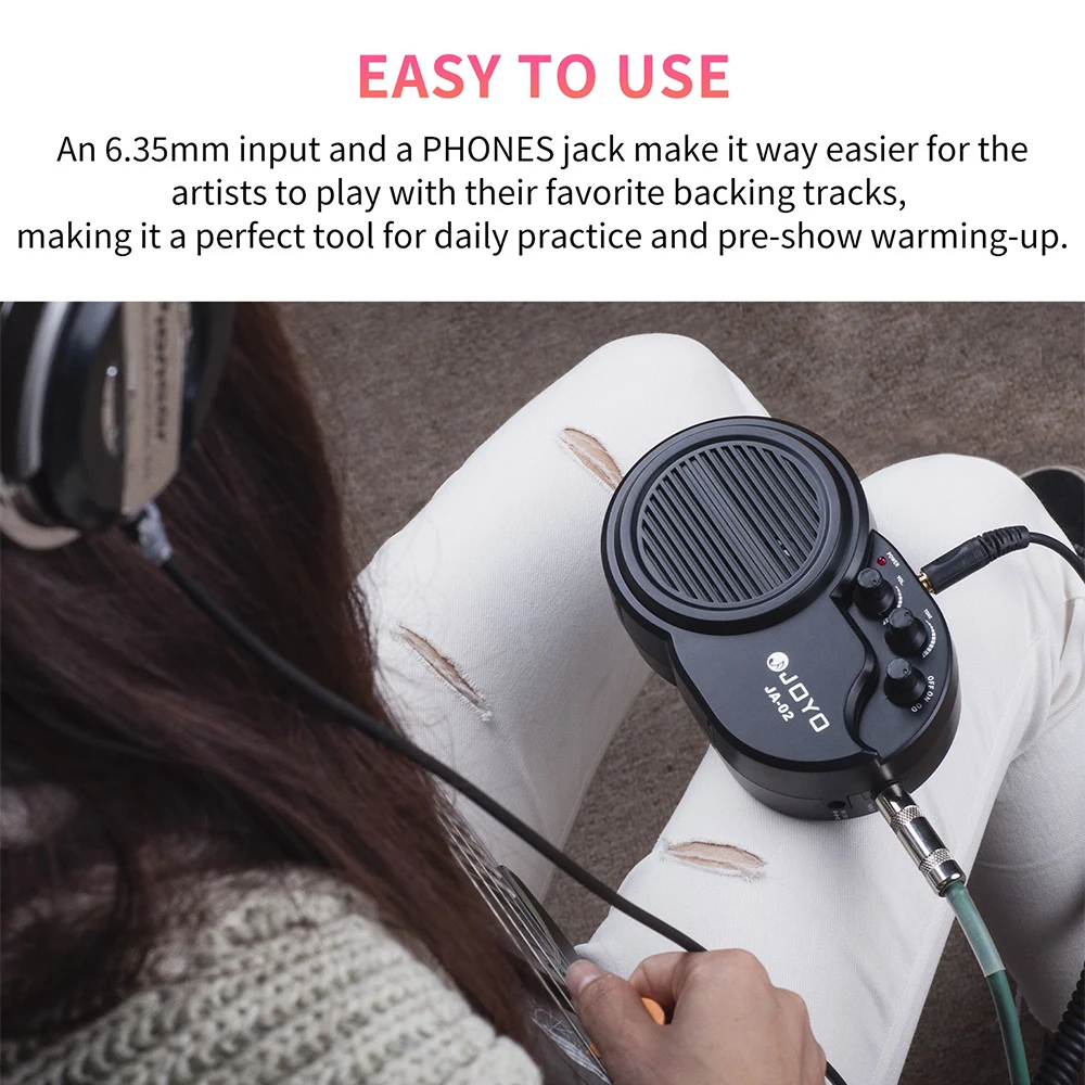JA-02 Portable 3W Guitar Amplifier Volume & Tone Adjustment 3.5mm Headphone Jack