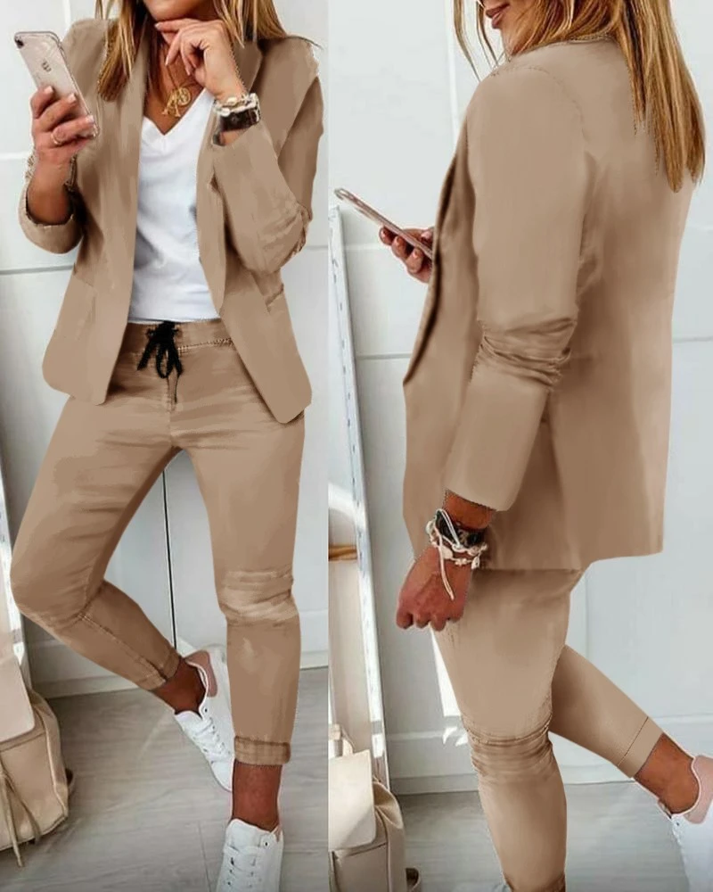 2022 Spring and Autumn Women Blazer And Pants Sets Two Pieces OL Single Breasted Jacket Formal Suit Trousers plus size pant suits for special occasions