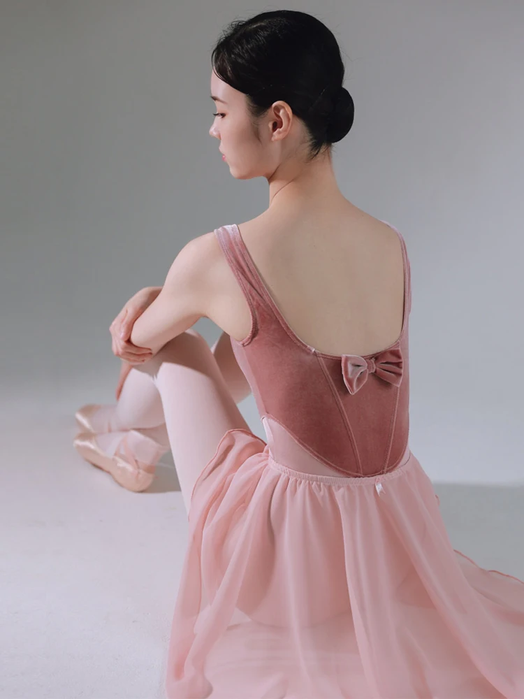 Body suit tights ballet dance suit female velvet  teacher special exercise suit adult gymnastics one-piece suit