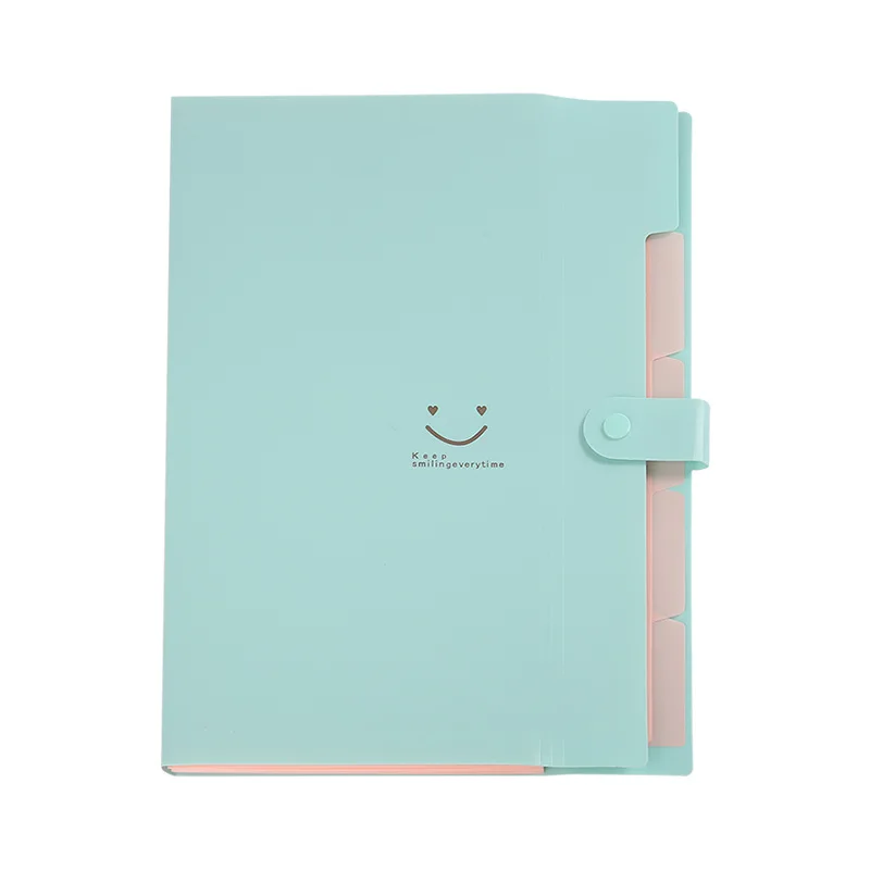 Multi Layer Folder Smiley pp Folder Multi-color a4 Folder Multi-layer Five-compartment Smile accordion Bag Button Test Paper Storage File Bag
