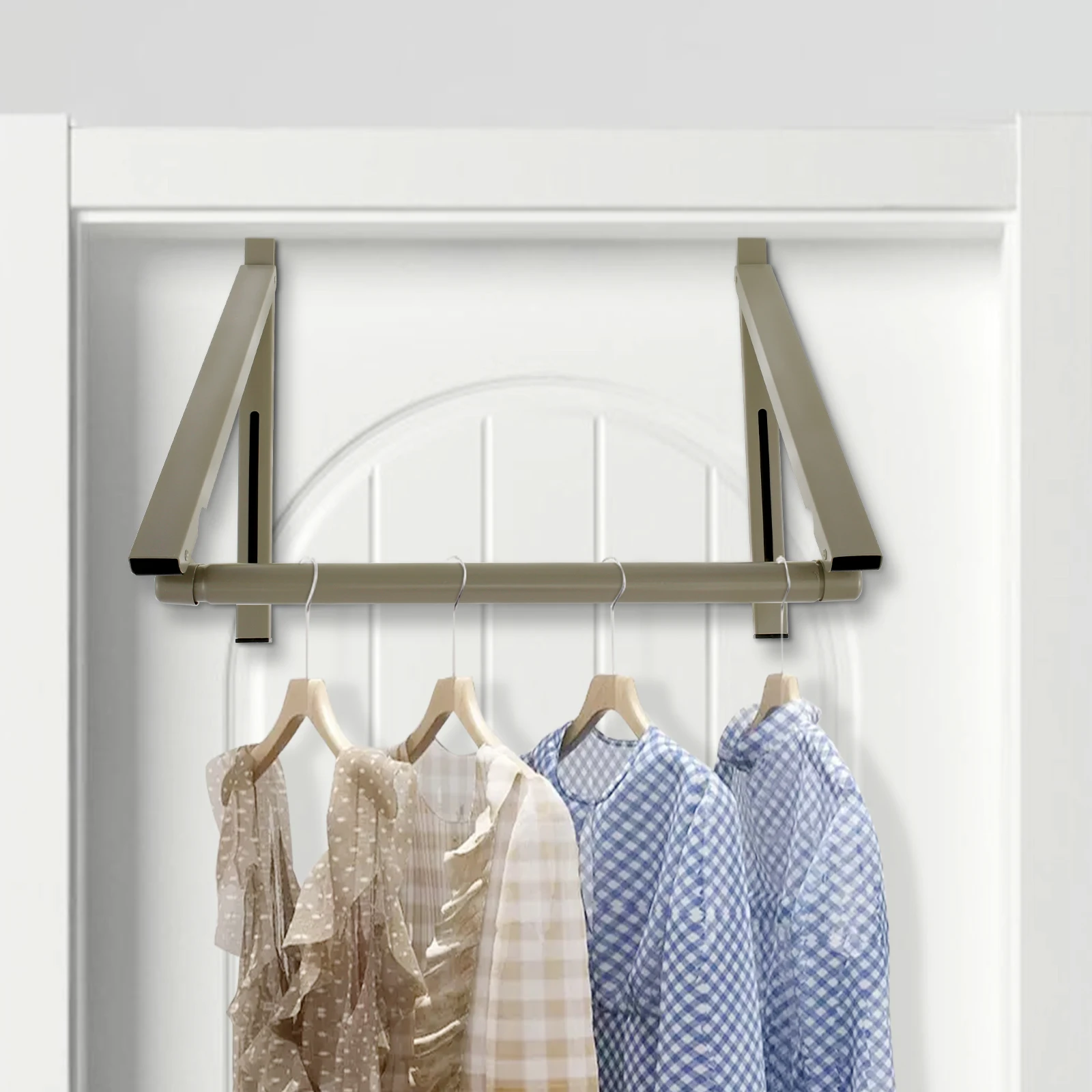 Foldable Over The Door Drying Rack Expandable Clothes Hanging Rack Travel Bedroom Bathroom Clothes Towel Bar Space Saving