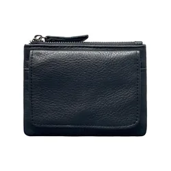 Sleek Retro RFID Leather Wallet with Coin Purse (Black)