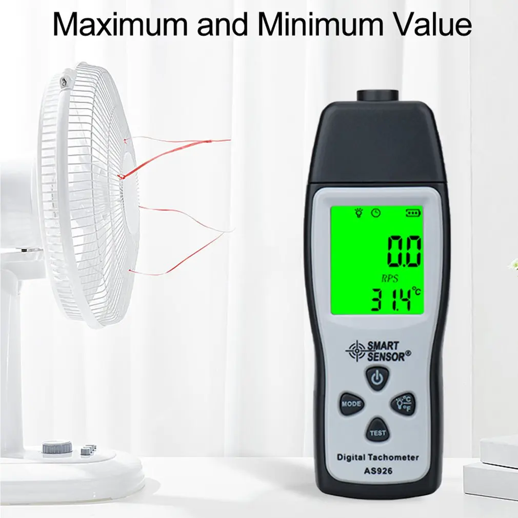 

AS926 Photo Digital Tachometer RPM Rotational Tempo Meter Speedometer Photoelectric Tachometer Motor Tester Rpm Meter
