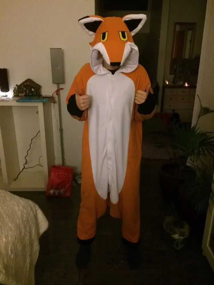 HKSNG New Orange Mister Mr Fox Pajamas High Quality Adult Unisex Animal Winter Party Onesie Kigurumi Cosplay Costume Homewear