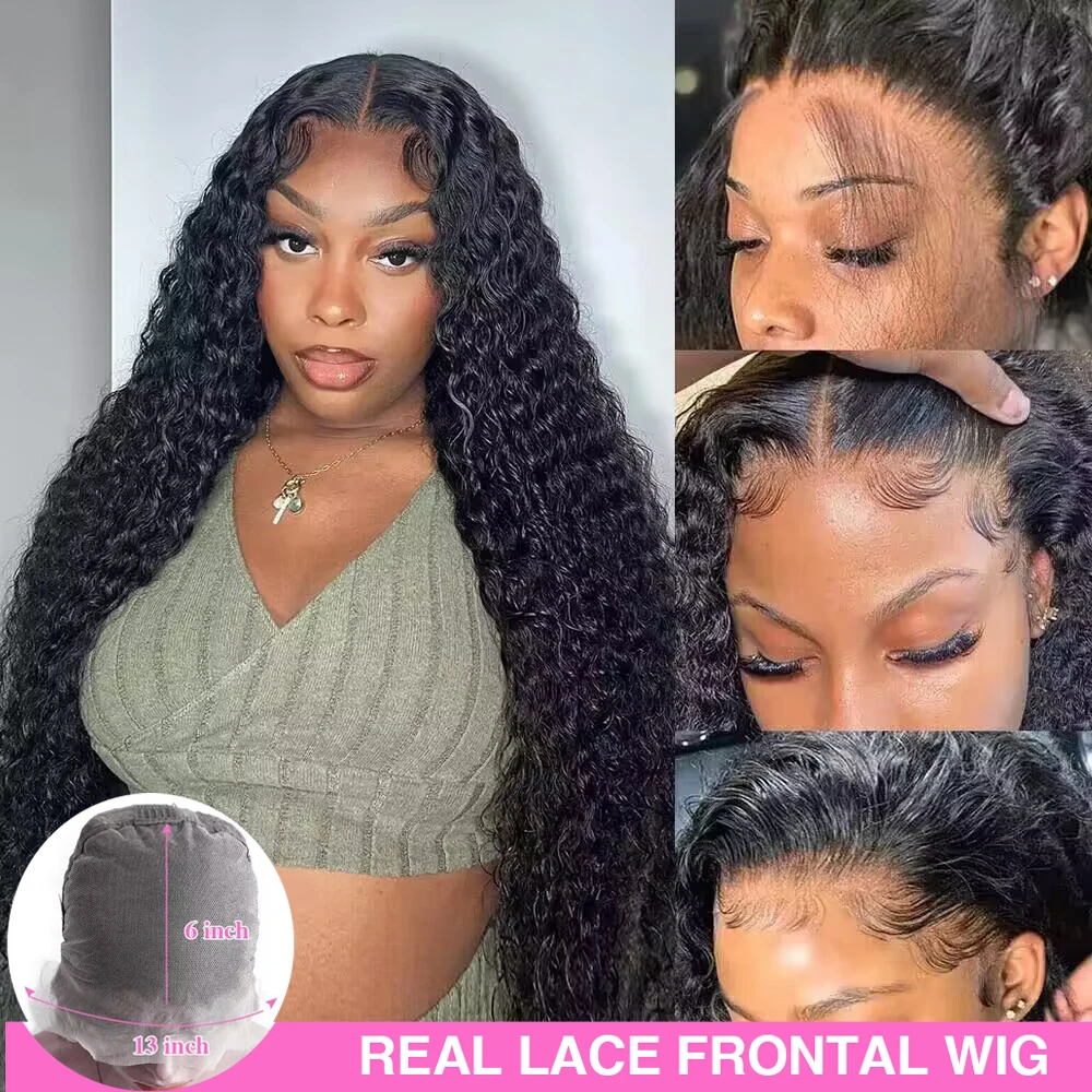 200 Density 34 36 Inch 13x6 Deep Wave HD Transparent Lace Frontal Wig 13x4 Water Wave Lace Front Pre Plucked Human Hair Wigs lace front wig human hair wigs human hair wig front lace wig