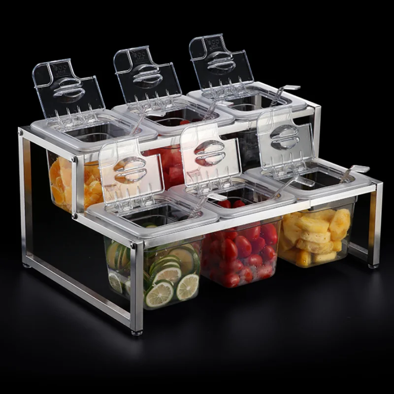 Acrylic Transparent GN Pans Visible Food Square Pots Exhibition Plate for Milk Tea Shops Storage Box with Rack for