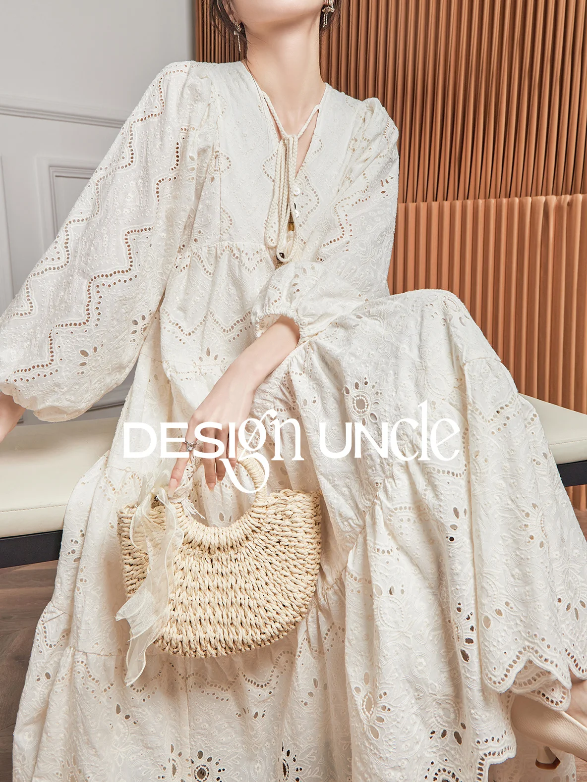 

Holiday Style Dress French Art Small and Unique V-neck Long Dress