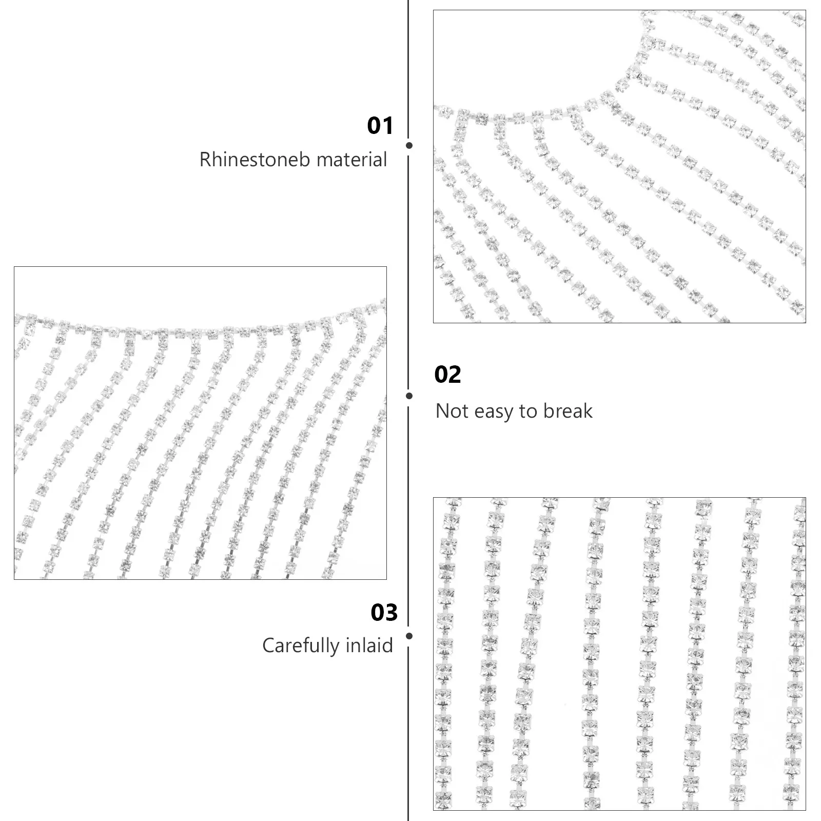 1개 반짝이는 라인스톤 체인 DIY 바느질 장식, 의류, 홈 텍스타일, 공예, 웨딩, 신부 의상 장